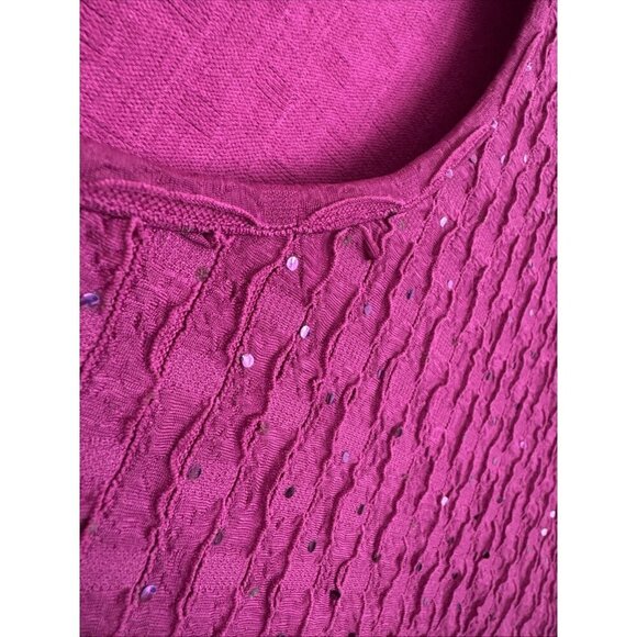 Catherine’s Women's Plus 2X 22/24 Texture Knit Sequin Asymm. Hem Tunic Violet - Picture 4 of 12